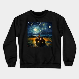 Barnyard Bliss Farmer's Fantasy Tractor And Farmer Starry Night Crewneck Sweatshirt